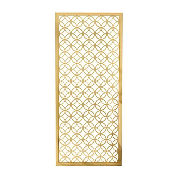 

Stainless steel hollow carved grid screen hotel office decoration partition black titanium