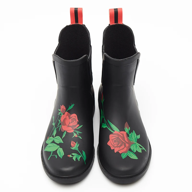 DRIPDROP Резиновые сапоги для женщин Женские резиновые ботильоны Розы