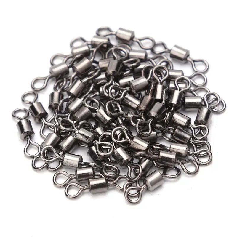 

50pcs Durable Iron Fishing Rolling Swivel Ball Bearing Solid Ring Hook Zigzag Shaped Connector Fishing Assembly Accessories