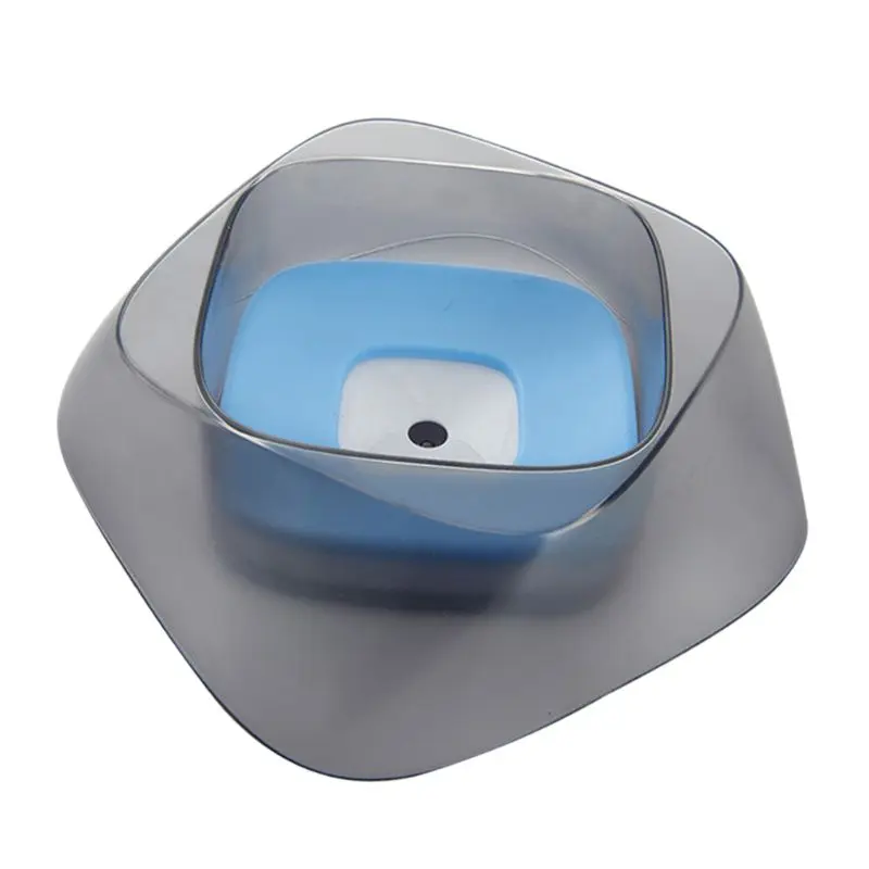Собачья миска для воды защита от проливов питатель для домашних животных медленный диспенсер с плавающий диск для кошек - Цвет: Синий