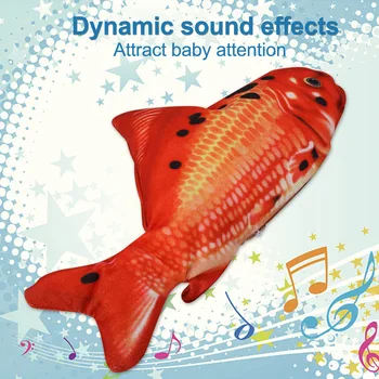 

Children Gift Cat Toy Electric Fish Biting Chew Swing Tail Simulation Interactive Play Kicking Detachable Kitten Moving Wagging