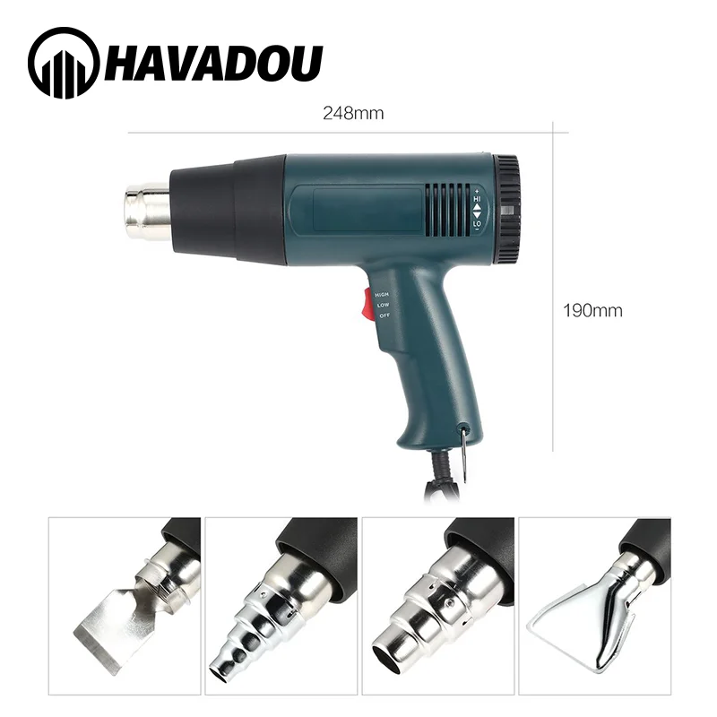 

HAVADOU LCD Display Industrial Electric Hot Air Gun Thermoregulator Heat Guns Shrink Wrapping Thermal Power Tool Hot Selling
