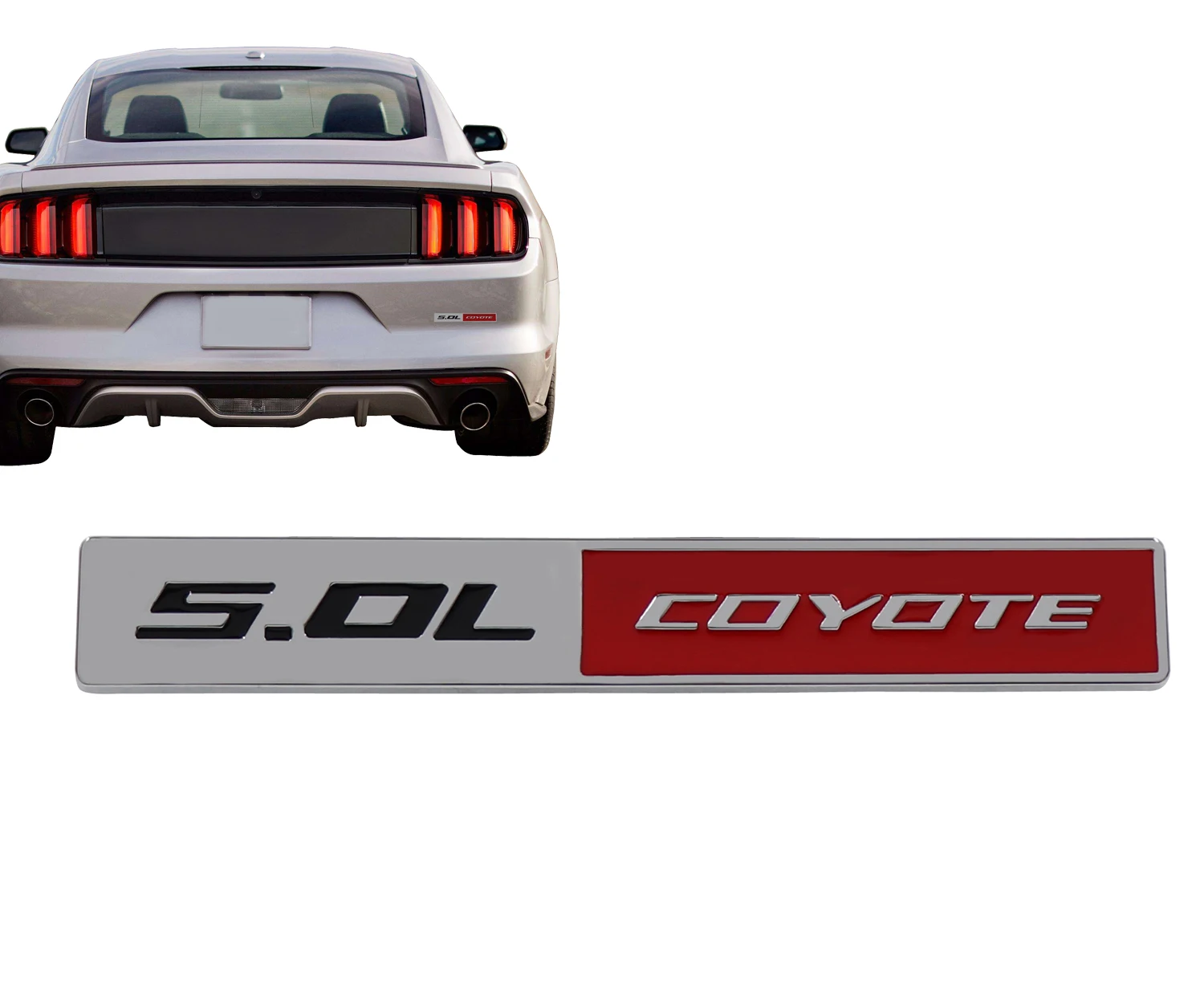 Хром Красный 5.0L COYOTE V8 двигатель для GT Крыло крышка багажника эмблема наклейка
