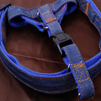 

Adjustable Dog Collar Harness Vest Jeans No Pull Leash Sets Dog Collars Lead Training Necklace Harnais Chien Pet Products EE5QY