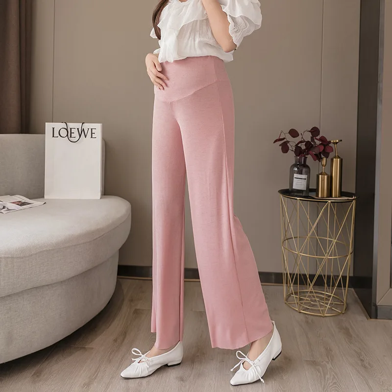 Maternity Pants Pregnant Women Summer Thin Wide Leg Pants Loose Maternity Abdomen High Waist Trousers Pregnancy Full Length Belly Pants