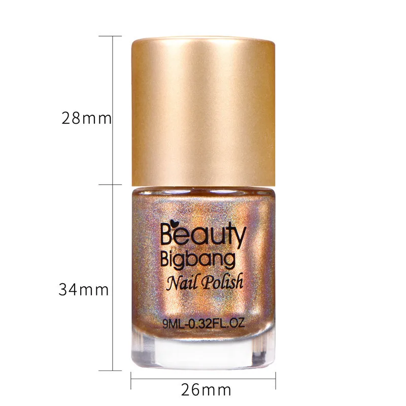 BeautyBigBang 9 мл голографический лак для стемпинга ногтей, лак для печати, лак для нейл-арта, стойкий лазерный лак для ногтей, Перманентный