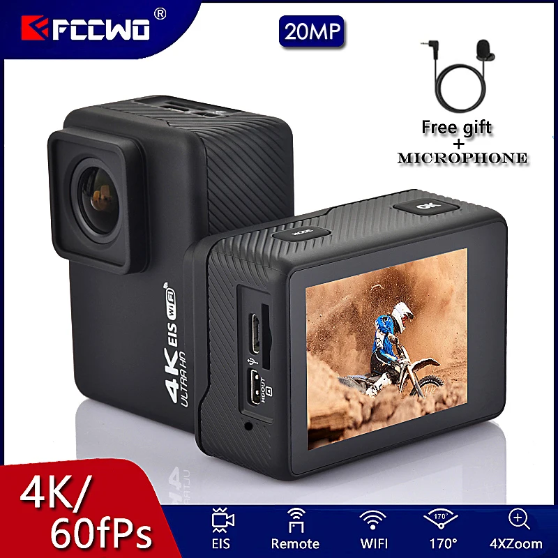 H10 EIS Anti-shake Action Camera Ultra HD 4K / 60fps WiFi 2.0" 170D Underwater Waterproof Cam Helmet Video Go cycling Sport Came 1