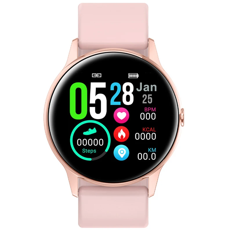 Женские Смарт-часы женский браслет монитор сердечного ритма кровяное давление кислородный Водонепроницаемый Фитнес полный экран сенсорные умные часы - Цвет: Silicone Pink