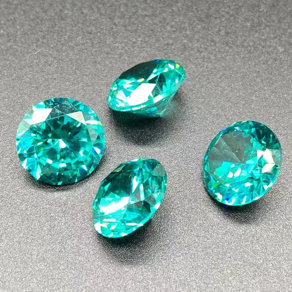 Brazil Para&iacute;ba Natural Tourmaline Round Blue and Green Bare Stone Round Colored Treasure Ethnic Jewelry Ring Face