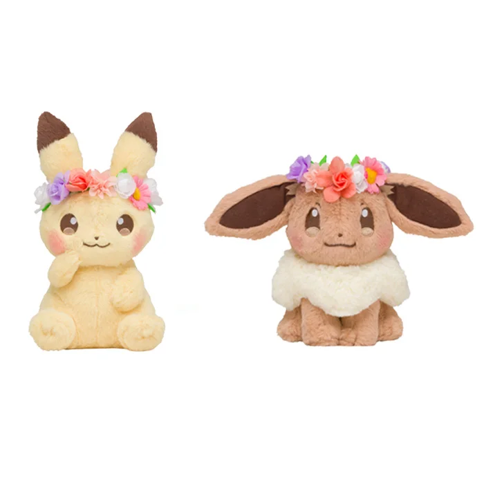 TAKARA TOMY Покемон Eevee Пикачу плюшевая игрушка милая Аниме Кукла Kawaii венок животное чучело подарок для подруги хобби коллекционная - Цвет: 2pcs B