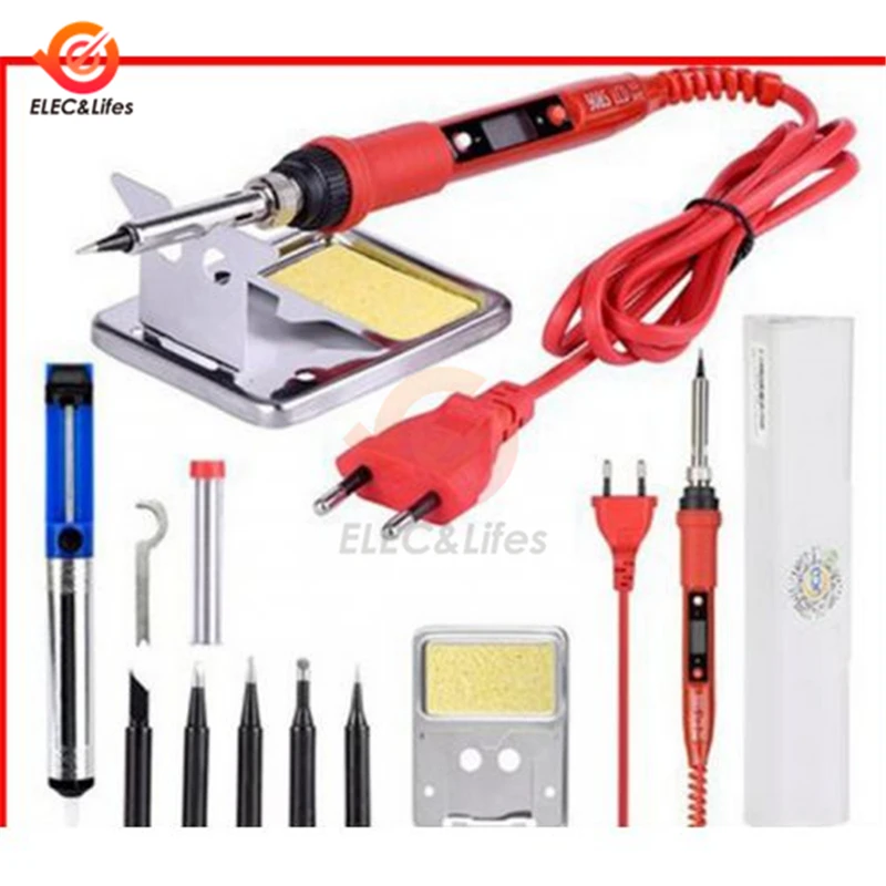 

LCD Digital Electric Soldering iron 220V 80W Adjustable Temperature Electric Solder Iron Rework Station Mini Handle Heat Pencil