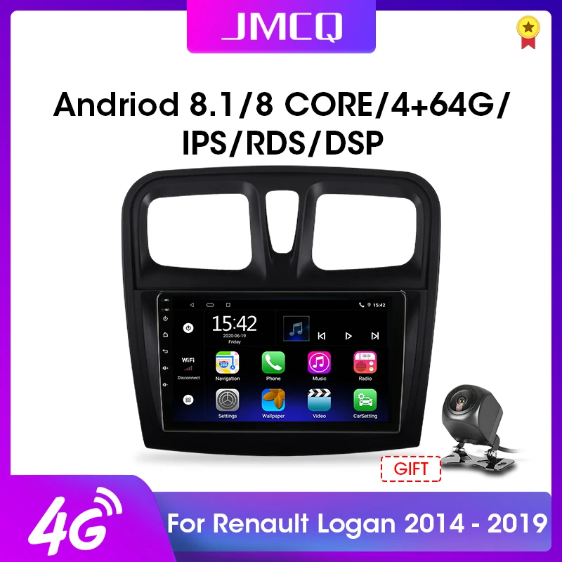 Мультимедийная система JMCQ для Renault Logan 2 стерео-проигрыватель на Android 10 Гб ОЗУ 32 ПЗУ