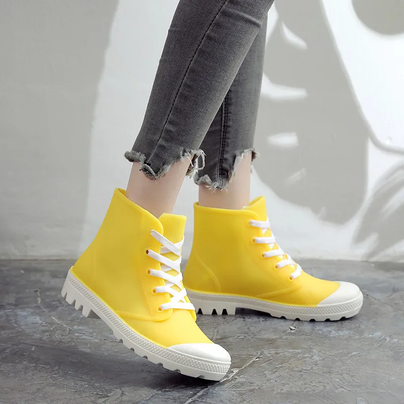 

2019 New Woman Rain Boots Ankle Boot for Woman Waterproof Solid Color Shoes Spring Autumn Rain Boots Non-Slip Female Casual Shoe