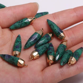 

Natural Stone Faceted Epidote Pendants for Jewelry Making Diy earring necklace Bracelet accessories Charms Reiki Healing Gift
