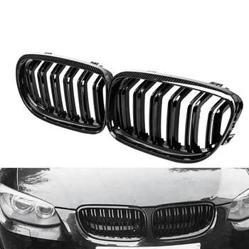 

Car Carbon Fiber Glossy Black Double Slat Front Kidney Grille Grill for-BMW E90 E91 LCI 3 Series 2009-2011
