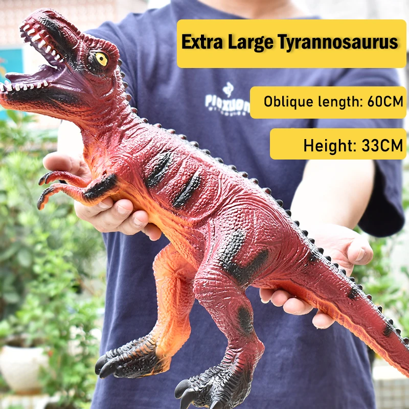 50cm Extra Large Simulation Soft Rubber Fall And Resist Pressure Tyrannosaurus Dinosaur Can Sound Animal Model Kid Toy Gift goku toys Action & Toy Figures