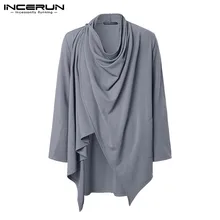 INCERUN китайский Винтажный Мужской плащ с длинным рукавом, простой Повседневный плащ, уличная одежда в стиле панк, мужские Необычные куртки