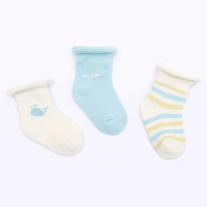 3 пар/уп. носки для малышей Зимние носки для новорожденных девочек и мальчиков хлопковые плотные детские носки со звездами детские носки-тапочки для малышей