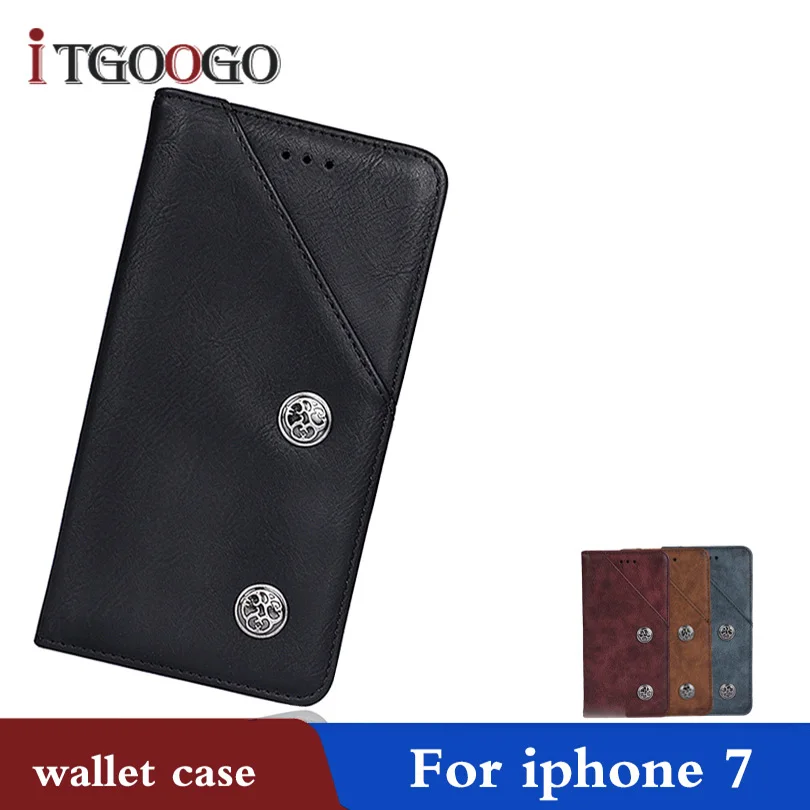 

wallet case for apple iphone 7 leather case housing shockproof magnet flip cover bumper on iphone 7 book case back housing