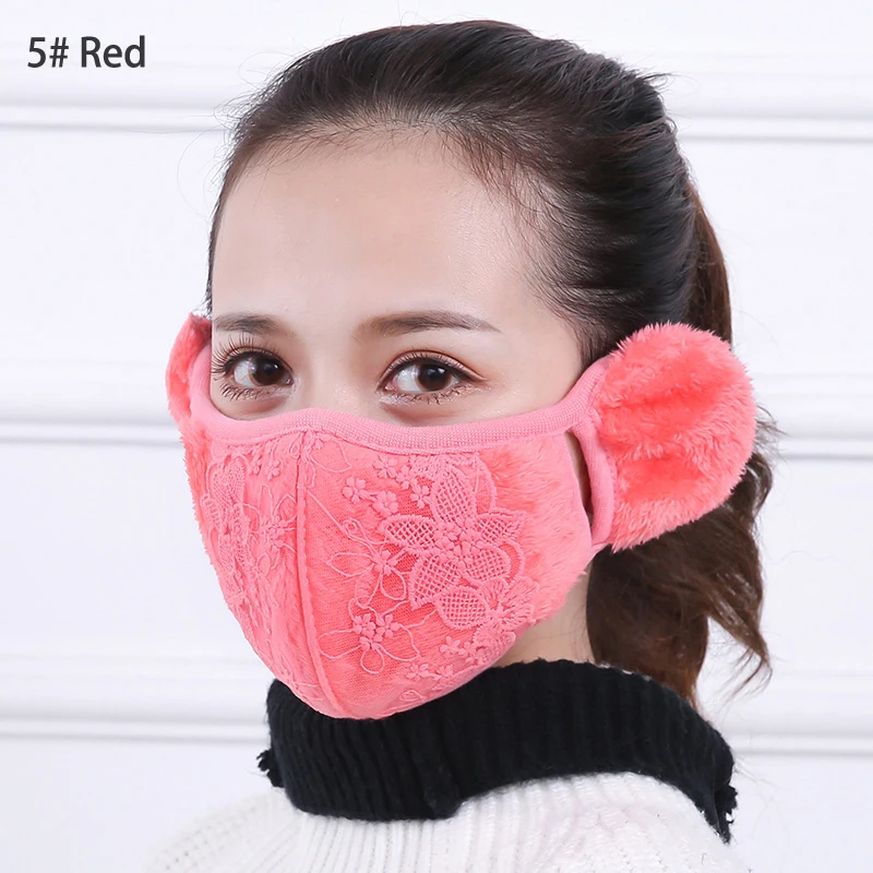 1 шт. кружевная маска для рта, защита ушей, защита от ветра, защита от пыли, противотуманная маска для лица для женщин и девочек