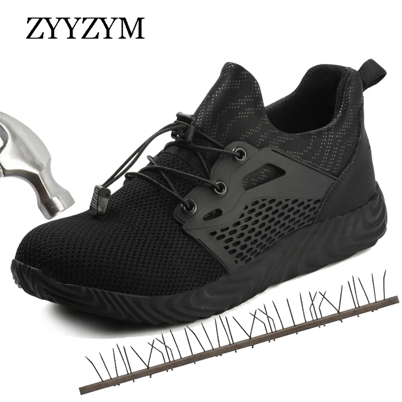 

ZYYZYM Steel Toe Men Safety Work Shoes Outdoors Indestructible Men Fashion Sneakers Anti-piercing Safety Boots Footwear