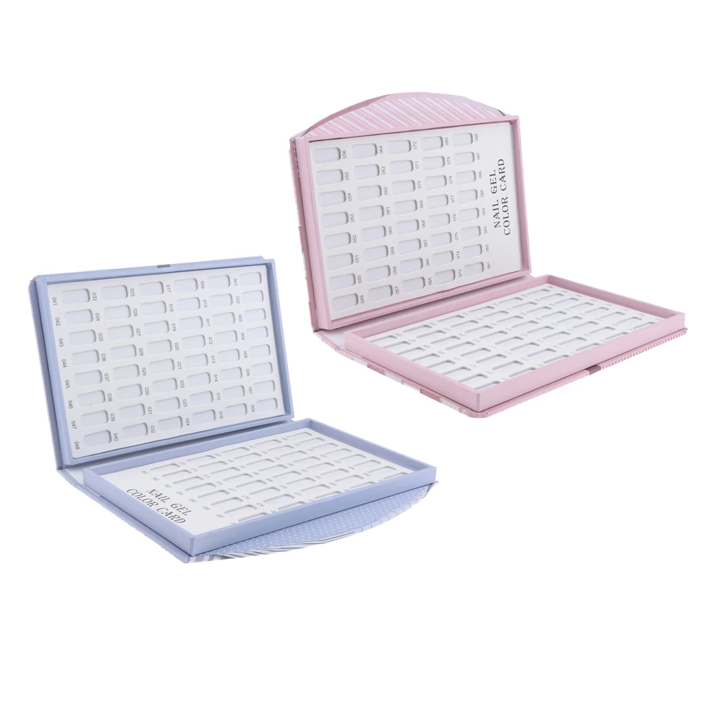 2 Set Total 176 Tips Display Space Book-shaped Nail Polish Color Display Artificial Nails Showing Board Manicure Practice Tools