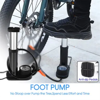 

High Pressure Bicycle Pump Portable Cycling Inflator Mini Bike Tire Air Pump Bicycle Floor Pump with Pressure Gauge pompa bici #