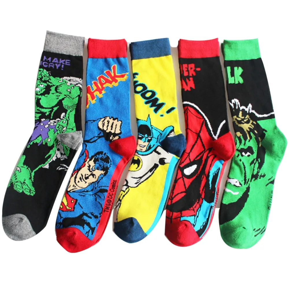 Носки с зелеными фонариками Marvel, Мстители, Черная пантера, Капитан Америка, забавная Новинка, удобные мужские хлопковые носки, Calcetines de hombre