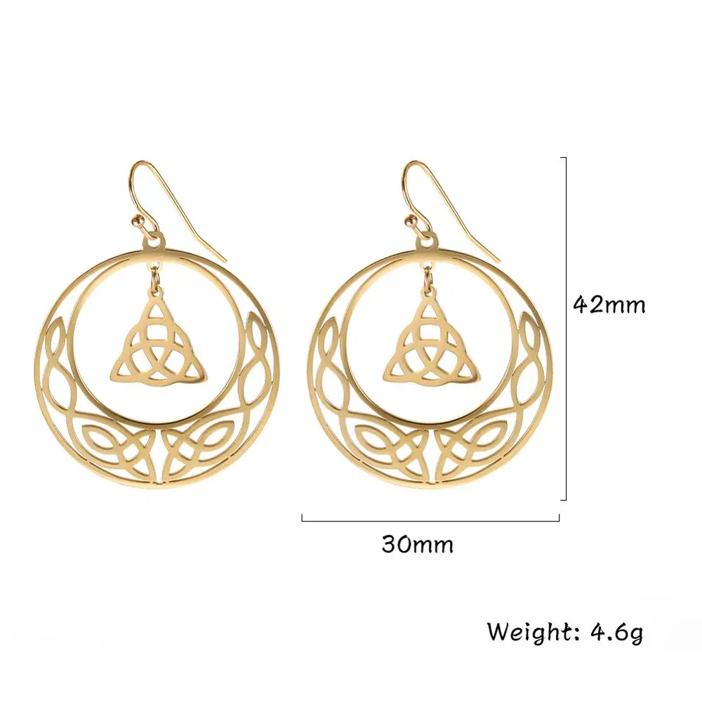 Style1-Gold Моя форма 316L Нержавеющая сталь Готический Большой Серьги обруч Ирландский Узел свадебные женские серебряные/Золотые/черные Висячие этнические ювелирные изделия подарок - Окраска металла: Style1-Gold