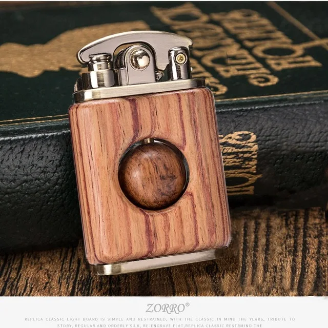 Retro Wooden Beads DecompressiLighter Flint Kerosene Oil Lighter Rosewood Solid Personality Creative Lighter Gadget For Man 1