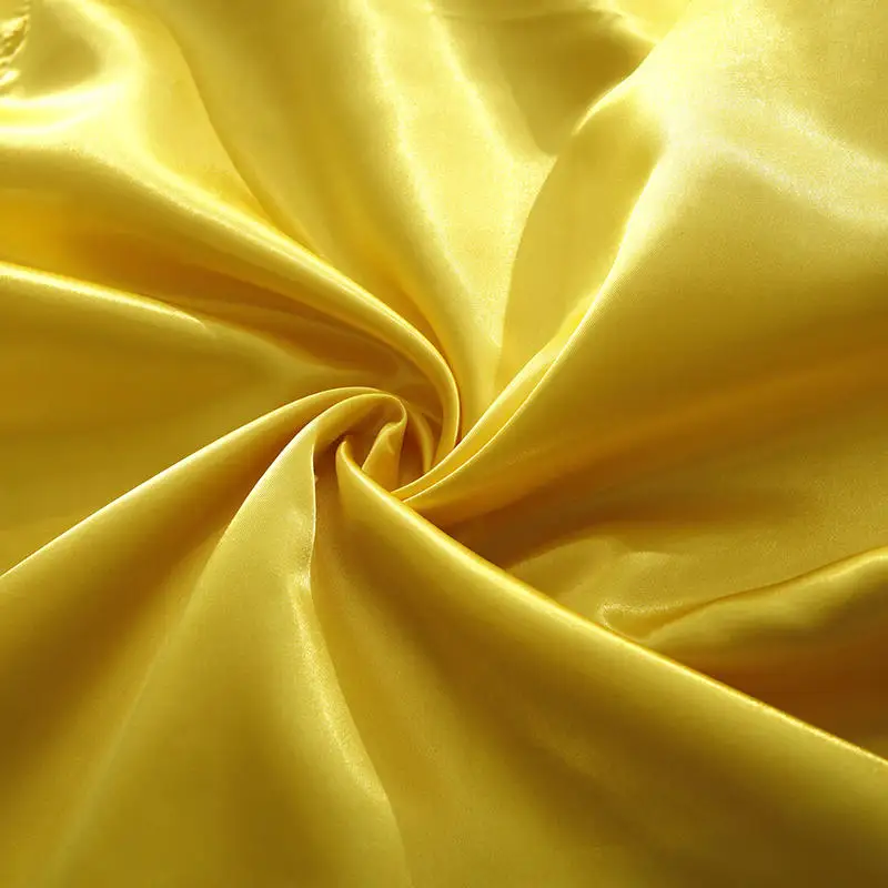 Bonenjoy 1 pc Bed Sheet Yellow Color Plain Dyed Satin Polyester Flat Sheets Queen Size sabanas cama 90 Single Top Sheets 3