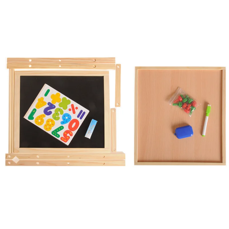  Wooden Drawing Blackboard Whiteboard Double Sided Adjustable Easel Painting Toy Early Education Lea