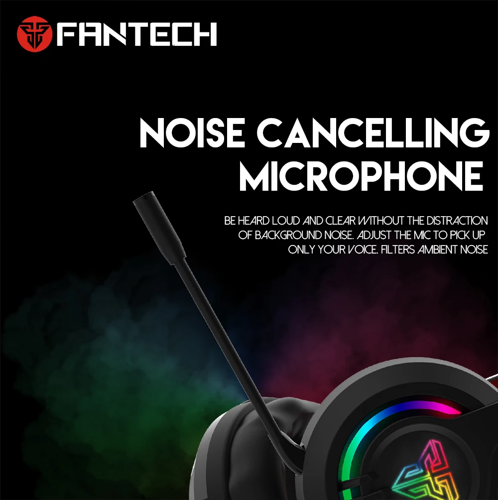 FANTECH HG20 Игровые наушники, большие наушники с светильник, микрофон, стерео наушники с глубоким басом для ПК, компьютера, геймера, ноутбука PS4, X-BOX