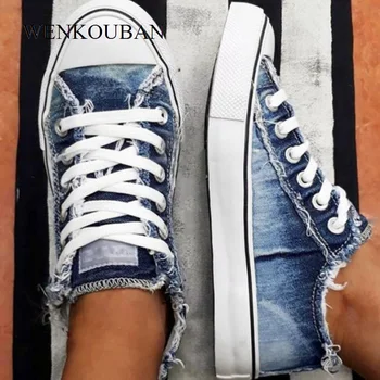 

Women's Sneakers 2020 Summer Canvas Shoes Woman Vulcanized Shoes Ladies Lace Up Casual Flats Shoes Basket Femme Zapatos Mujer