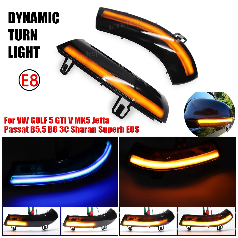 For VW GOLF 5 GTI V MK5 Jetta Passat B5.5 B6 3C Sharan Superb EOS 2x Side Mirror Indicator Dynamic Blinker LED Turn Signal Light |