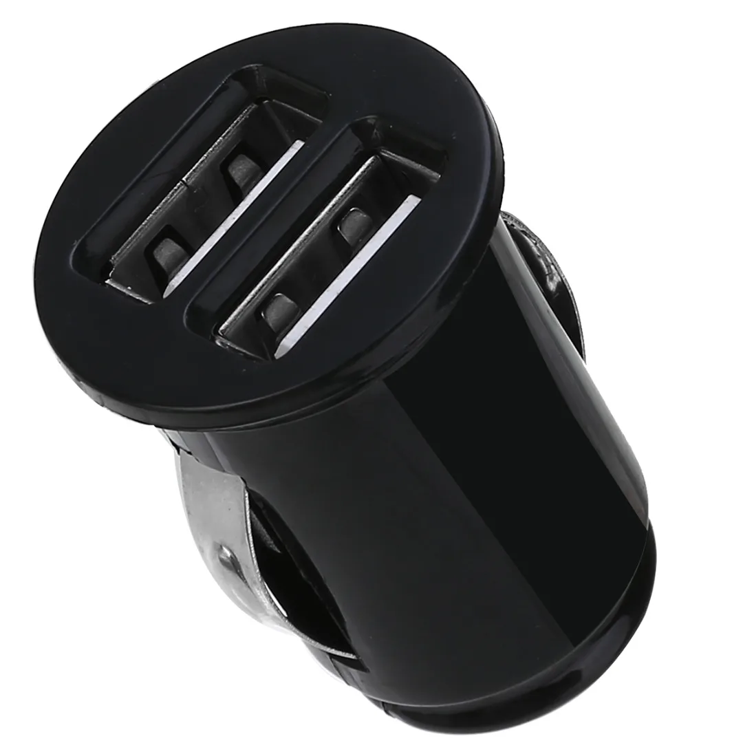 Car Truck Dual 2 Port USB Mini Charger Adapter for i-Phone 7 Plus 6 5S 4s for Huawei Android Phone Black White 12V Power