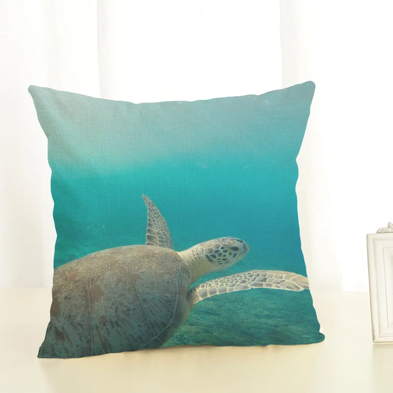 Модная наволочка для диванной подушки 45x45 см наволочка Мягкое хлопковое полотно смесь наволочка 3D морская черепаха диван наволочка для домашнего декора - Цвет: No.3