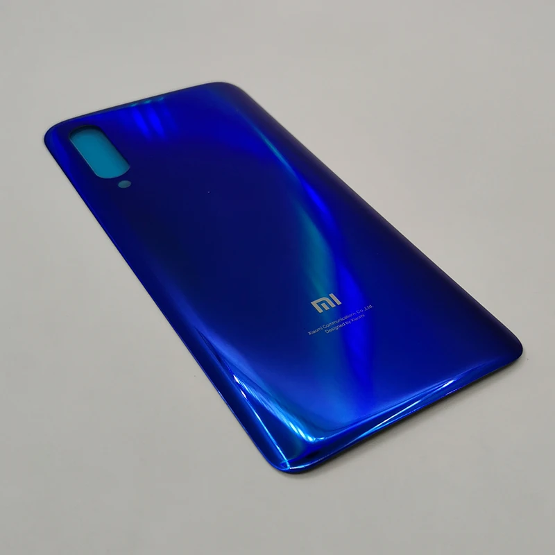 Xiaomi mi 9 mi 9 чехол для задней крышки батареи Чехол для задней стеклянной двери чехол для замены для Xiaomi mi 9 mi 9 чехол для телефона+ наклейка - Цвет: MI 9 Blue