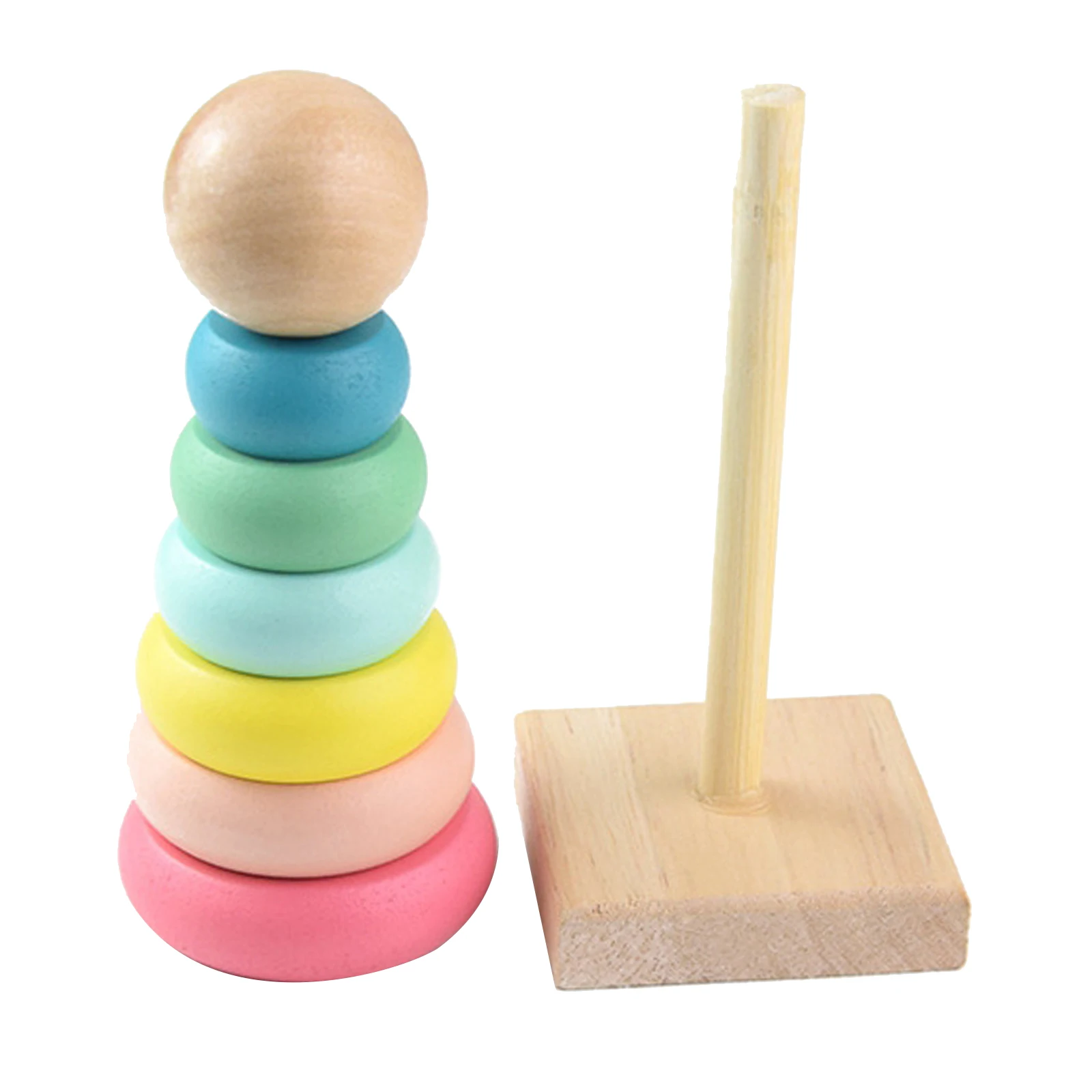 Colorful Kids Wooden Toys Rainbow Tower Early Educational Toys Cognition Learning Baby Toys for Kids Toddlers