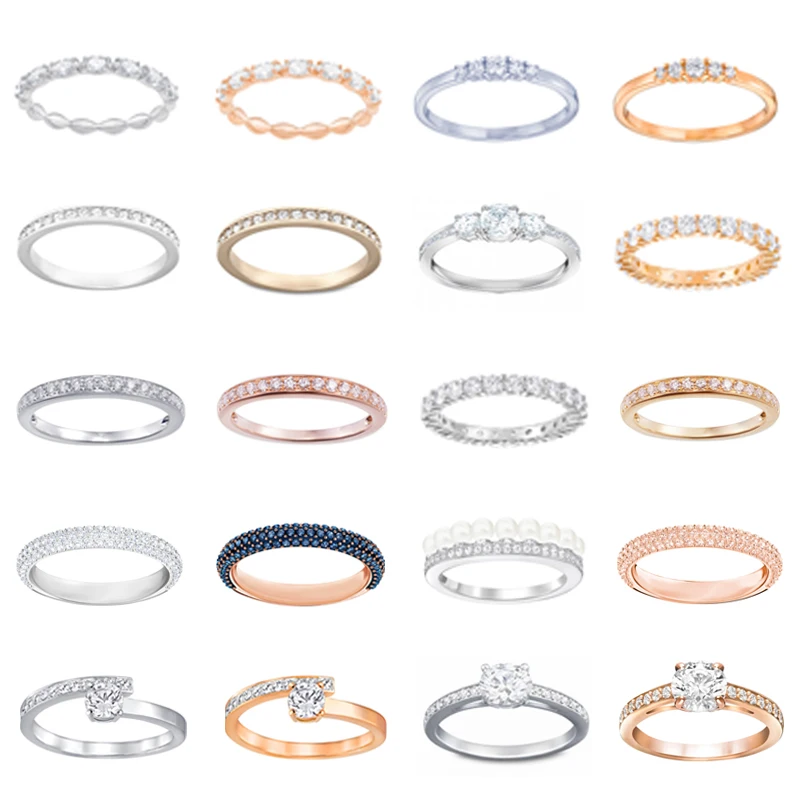 

New 100% High Quality Swa Original Series Simple Temperament Irregular Round Inlaid Pearl Crystal Silver Ring