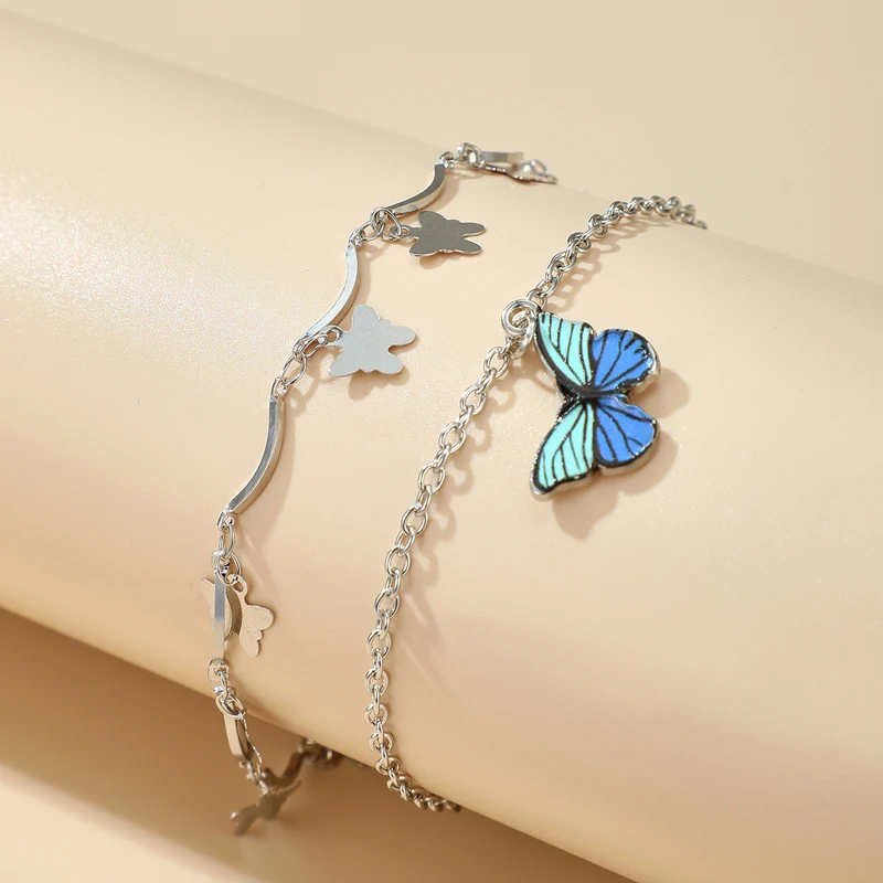 docona Trendy Purple Blue Butterfly Charm Anklets for Women Handmade Chain Pendant Anklet Boho Jewelry Tobilleras 2pcs/set 15642 docona Trendy Purple Blue Butterfly Charm Anklets for Women Handmade Chain Pendant Anklet Boho Jewelry Tobilleras 2pcs/set 15642