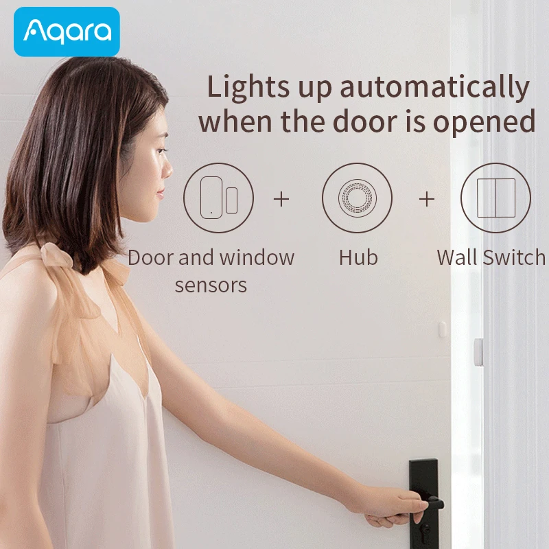 Датчик открытия дверей и окон Aqara Zigbee Беспроводной сенсор работает с приложением