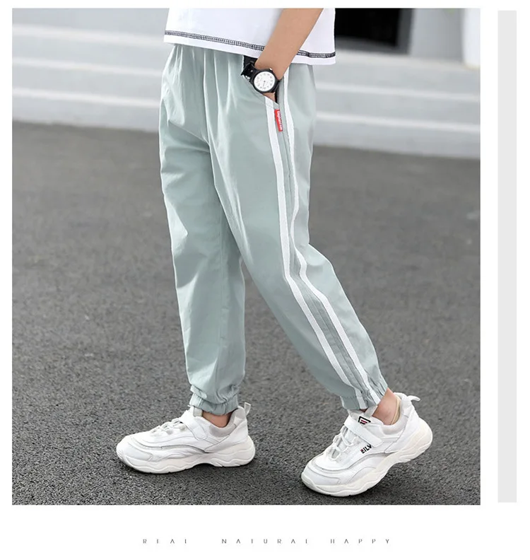 Summer New Style Athletic Stripes Casual Pants Children Loose-Fit Athletic Pants