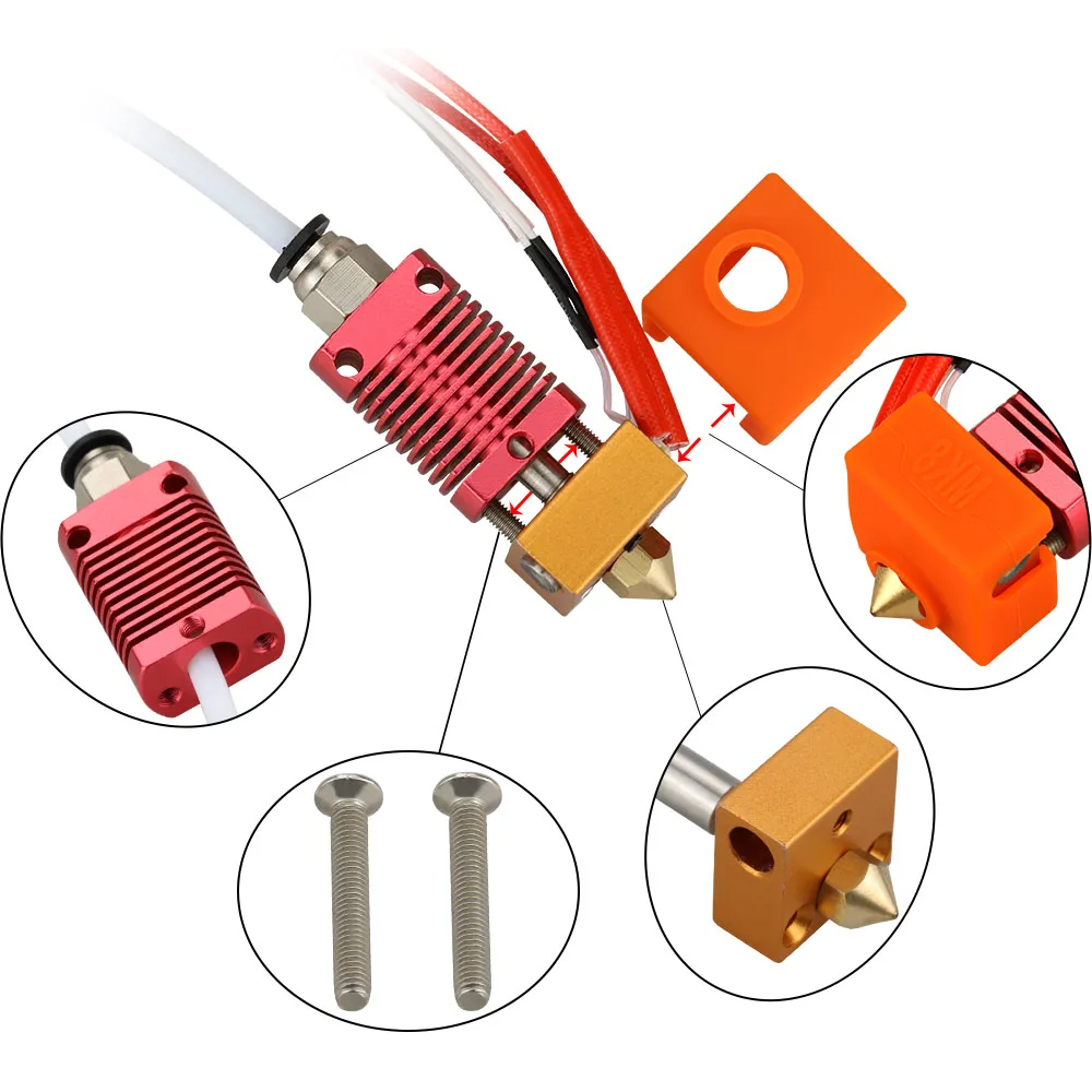 Собранный 1,75 мм Экструдер Hotend комплект алюминиевый тепловой блок для 3d принтера Ender-3/CR-10/CR-10S с 0,4 мм сопло принтера