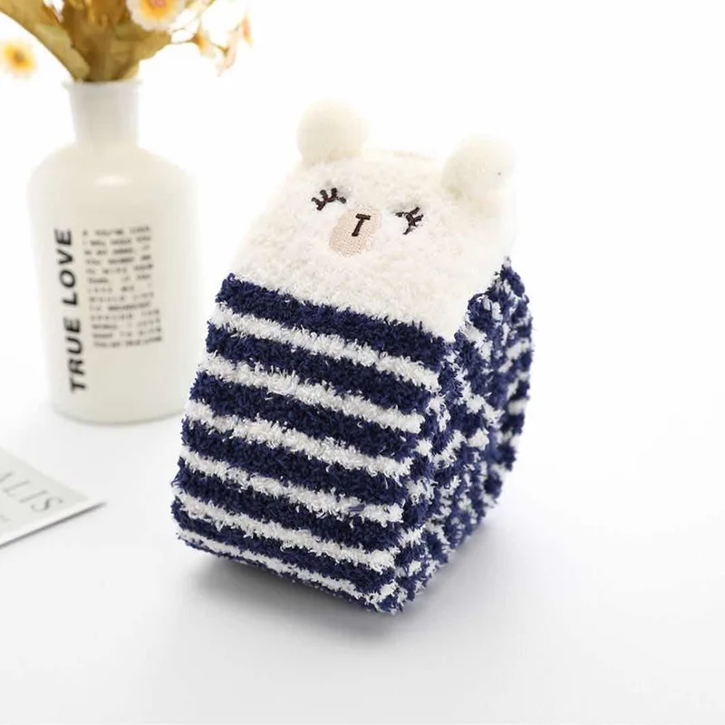 Navy-Sheep FENNASI, женские толстые зимние теплые чулки, удобные милые длинные чулки, женские кавайные розовые вязаные чулки выше колена - Цвет: Navy-Sheep