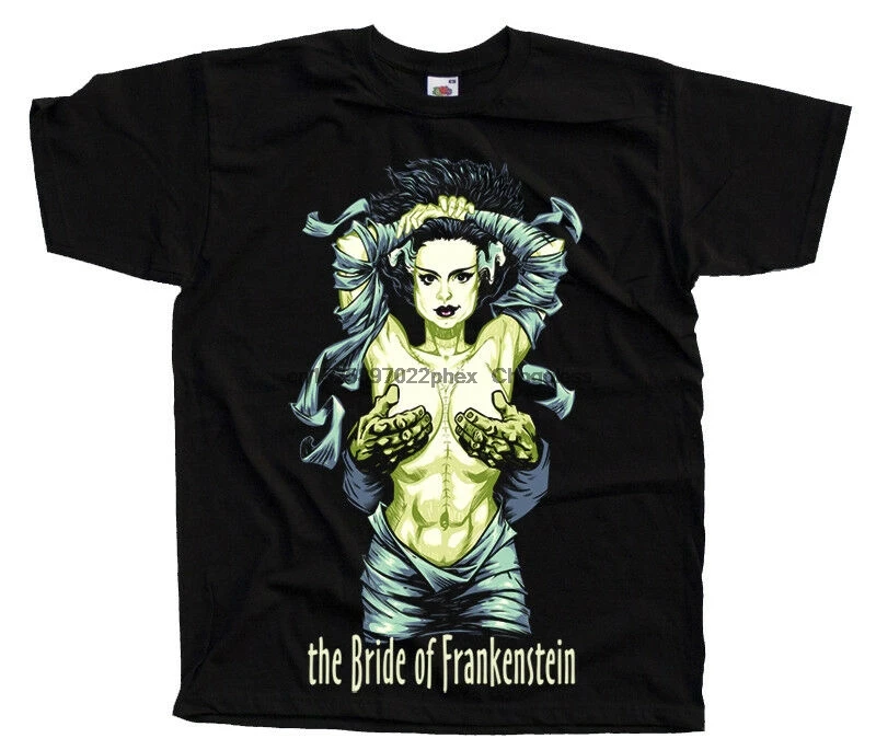Черная футболка с надписью THE BRIDE OF FRANKENSTEIN V3 все размеры | Мужская одежда