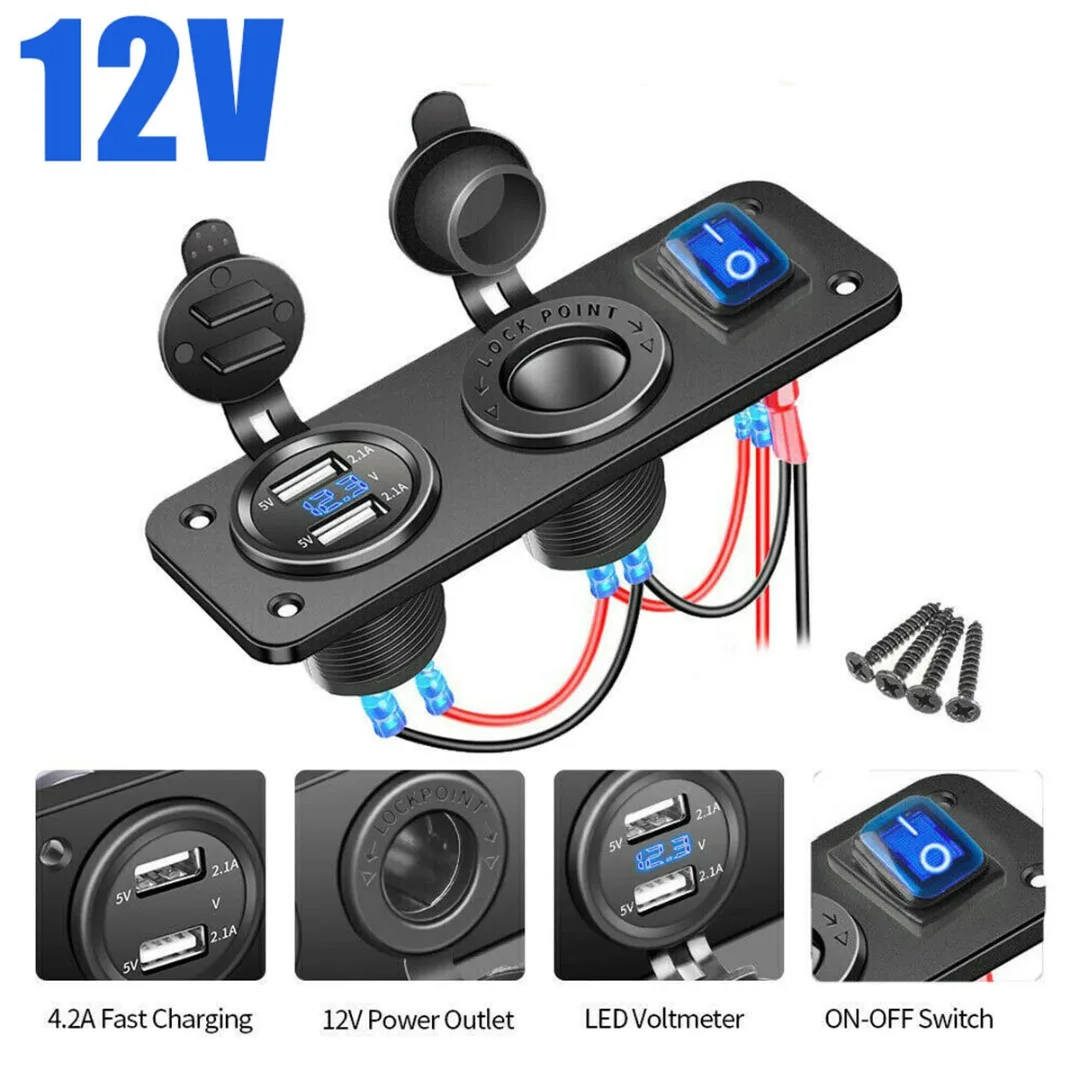 12 V-24 V морской USB Мощность автомобиля мотоцикла лодка Зарядное устройство гнездо Панель двойной Панель вольтметр гнезда прикуривателя универсальные аксессуары