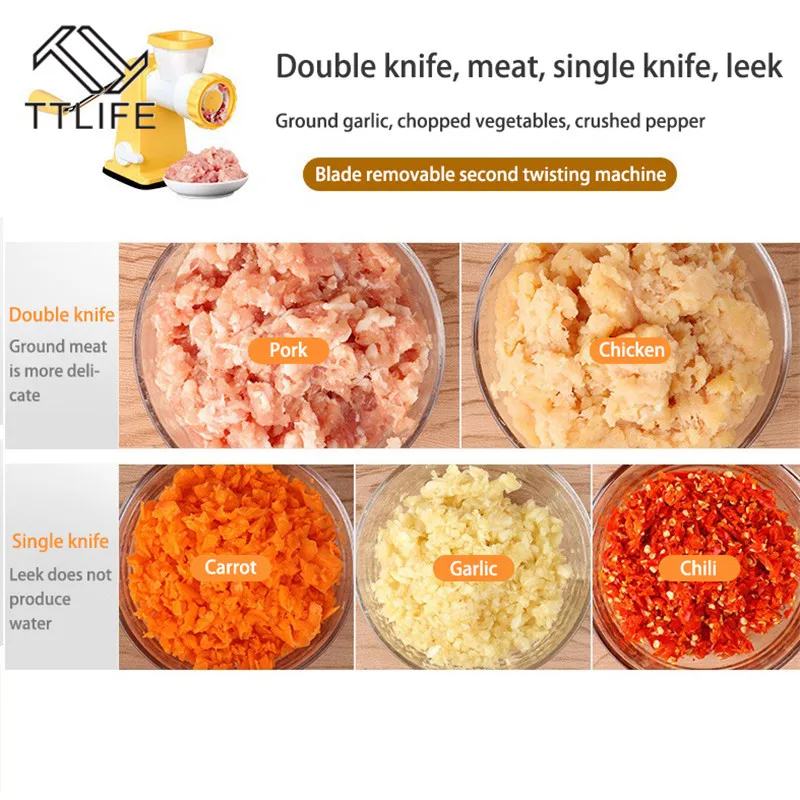 TTLIFE ручная мясорубка и сосисок, ручные гаджеты для приготовления мясорубки, макаронные изделия, Кривошип для домашней кухни, кухонная утварь
