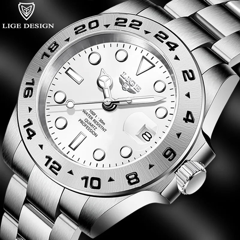 

LIGE Top Brand Luxury Fashion Diver Watch Men 30ATM Waterproof Date Clock Sport Watches Mens Quartz Wristwatch Relogio Masculino