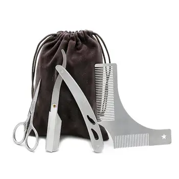 

Beard Care Set Beard Set Beard Stainless Steel Template Styling Tool Beard Comb Beard Oil Set Professional